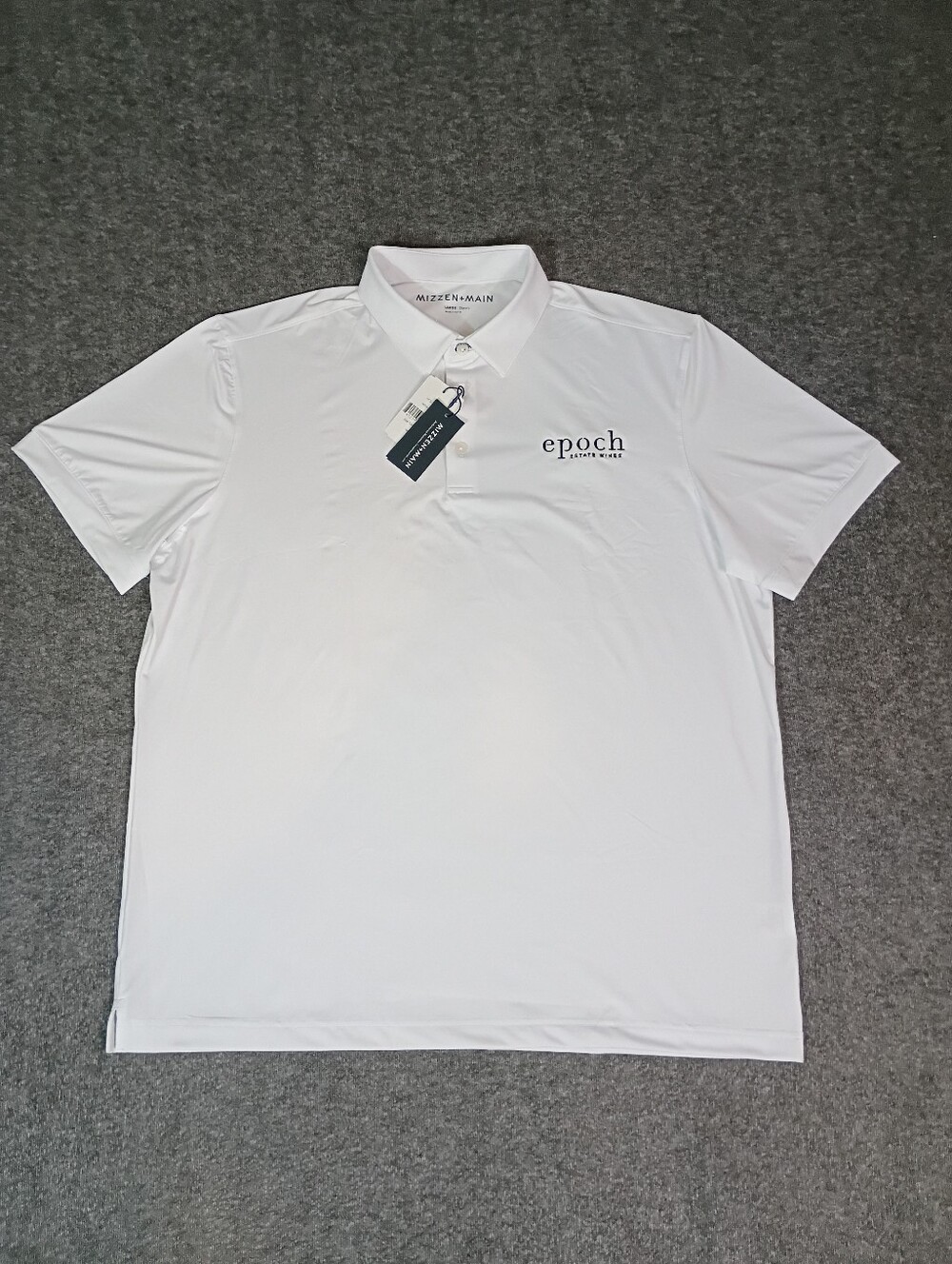 Mizzen+Main Golf Polo Men L White Epoch Estate Wines Classic Fit NWT